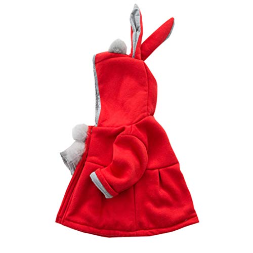 EDOTON Abrigos Niña Pequeño Ropa Otoño Invierno Chaqueta con Bola de Pelo Encantador Oreja Capucha Grueso Capa para Bebés Niña (Talla 10/18-24 Meses, Rojo)