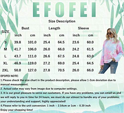 EFOFEI Jersey de felpa para mujer Tie-Dye con bolsillo frontal con cremallera, cuello alto, con cordón y capucha, suave lana de cordero, sensación de manga larga, estilo casual Z lila. L