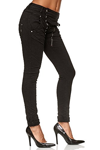 Elara Jeans para Mujer Boyfriend Baggy Botones Chunkyrayan Negro C613K-15/F15 Black 50/5XL