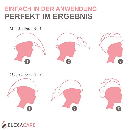 ELEXCARE Toalla turbante de microfibra absorbente para un rápido secado de pelo (Paquete de toallas, 2 unidades, blanco, ca. 28x65 cm). Todo tipo de cabello.