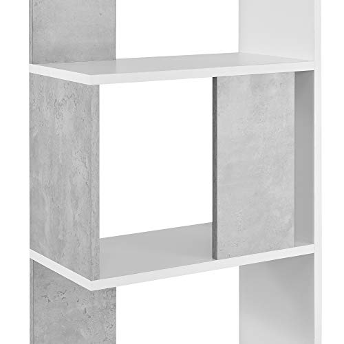 [en.casa] Librería Aneby 159 x 45 x 23,5 cm Estante para CDs y Libros Estantería Soporte para DVDs con 5 Estantes para Almacenar Blanco y Efecto hormigón