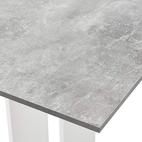 [en.casa] Mesa de Comedor Lindesnes 65 x 65 x 78 cm Mesa de Cocina o Salón Cuadrada Mesa de Bar Mesa de Bistro Efecto hormigón y Blanco