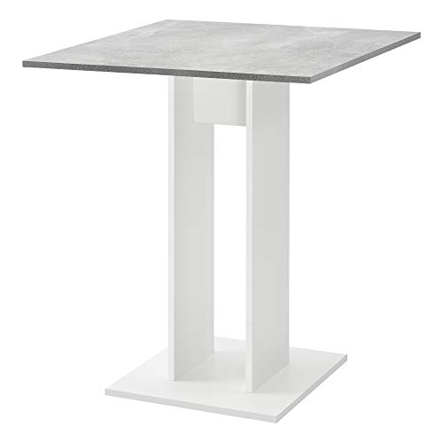 [en.casa] Mesa de Comedor Lindesnes 65 x 65 x 78 cm Mesa de Cocina o Salón Cuadrada Mesa de Bar Mesa de Bistro Efecto hormigón y Blanco