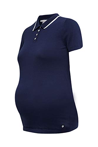 Esprit Maternity Sweater Polo SS Yd Jersey Premama, Azul (Night Blue 486), 36 (Talla del Fabricante: X-Small) para Mujer