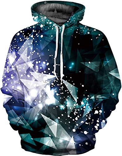 EUDOLAH Sudadera Casual Hombre Chico con Capucha y Manga Larga Pullover Fantasía con Estampado 3D Vacaciones Invierno(Violeta Verde Cristal-1,XXL-3XL)