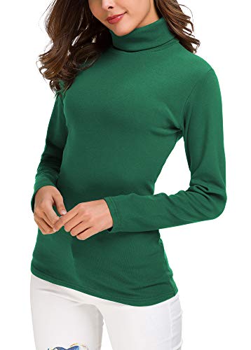 EXCHIC Suéter de Cuello Alto de la Mujer (XL, Verde Oscuro)