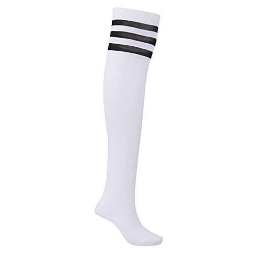 EZSTAX Medias de Rodilla para Mujer para Invierno Cálido Medias de Algodón Retro Calcetines Largos Overknee Calcetines Deportivos con Tres Rayas