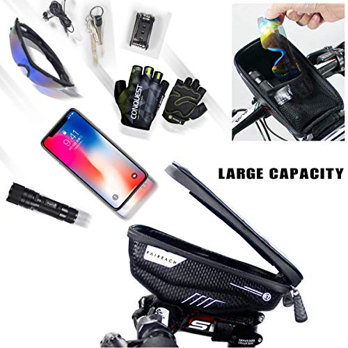 Faireach Bolsa Bicicleta Cuadro, Accesorios Bicicletas Montaña, Bolsa Manillar Bicicleta Impermeable y con Ventana para Pantalla Táctil, para iPhone, Samsung y Otros Smartphones de hasta 6,5''