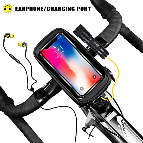 Faireach Bolsa Bicicleta Cuadro, Accesorios Bicicletas Montaña, Bolsa Manillar Bicicleta Impermeable y con Ventana para Pantalla Táctil, para iPhone, Samsung y Otros Smartphones de hasta 6,5''