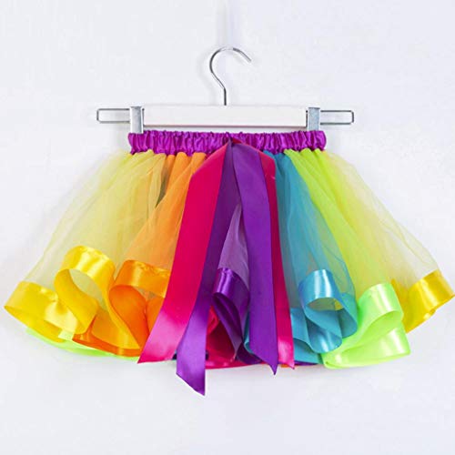 Falda del Tutu para Niña,SHOBDW Niños Regalo De Cumpleaños Fiesta De Tutú Baile Ballet Falda Niño Pequeño Disfraz De Rendimiento Falda De Baile + Arco Horquilla Conjunto 2PCS(Multicolor,4T)