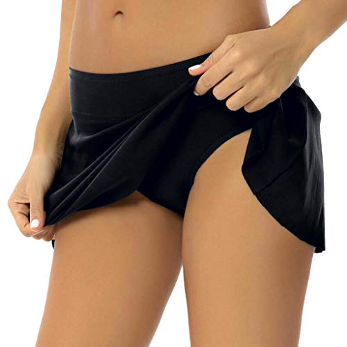 Falda Plisada Cintura Alta Mujer Nadar Troncos Shorts de Baño Grupo de natación bañador Playa Traje de baño Bikinis Bottoms Bragas riou