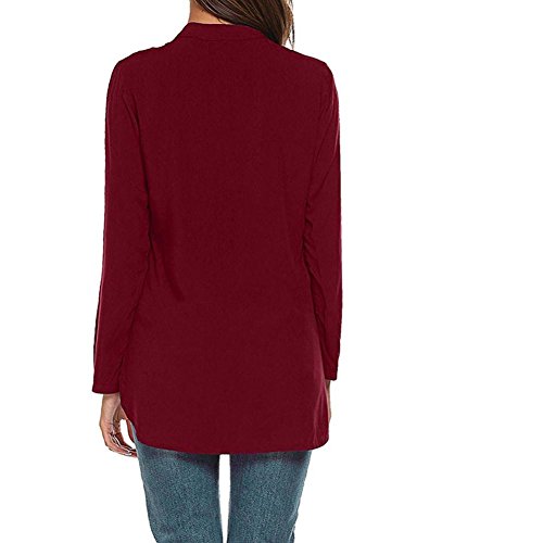 FAMILIZO Camisas Mujer Elegantes Tallas Grandes, Camisetas Mujer Verano Tops Mujer Primavera Camisetas Mujer Largas Camisetas Mujer Manga Larga Algodon Tallas Grandes Mujer Fiesta Blusas (2XL, Rojo)