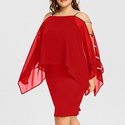 FAMILIZO -Vestidos De Fiesta Mujer Largos Elegantes Vestidos Largos De Fiesta Mujer Tallas Grandes Vestidos Manga Corta Mujer Vestidos Gasa Mujer Vestidos Mujer Verano Largo (4XL, Rojo)