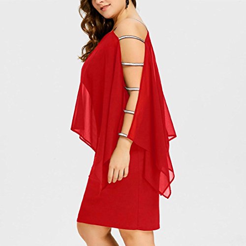 FAMILIZO -Vestidos De Fiesta Mujer Largos Elegantes Vestidos Largos De Fiesta Mujer Tallas Grandes Vestidos Manga Corta Mujer Vestidos Gasa Mujer Vestidos Mujer Verano Largo (4XL, Rojo)