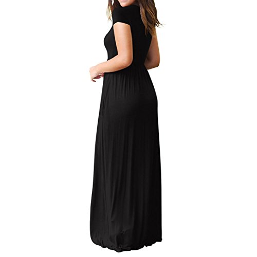 FAMILIZO -Vestidos De Fiesta Mujer Largos Elegantes Vestidos Largos De Fiesta Mujer Tallas Grandes Vestidos Mujer Verano Largo Casual Vestidos Manga Corta Mujer Fiesta (L, Negro)