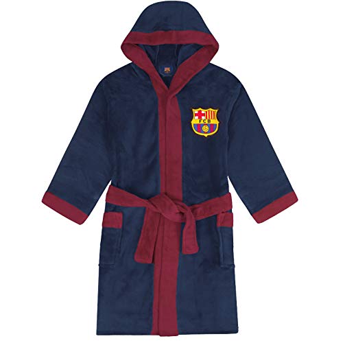 FCB FC Barcelona - Batín con Forro Polar y Capucha para Hombre - Producto Oficial - Azul - XL