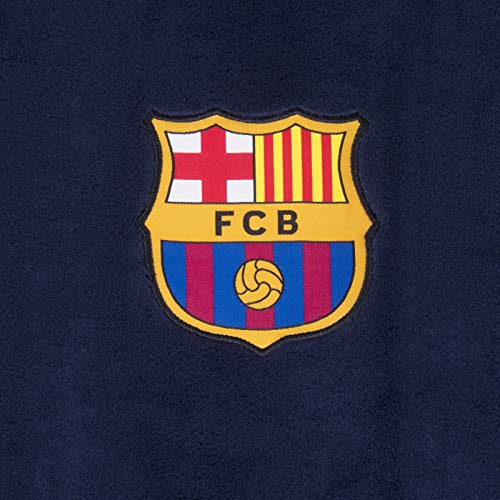 FCB FC Barcelona - Batín con Forro Polar y Capucha para Hombre - Producto Oficial - Azul - XL