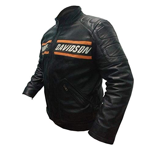 Feather Skin WWE Bill Goldberg HD Harley Davidson - Chaqueta de piel para motocicleta, color negro