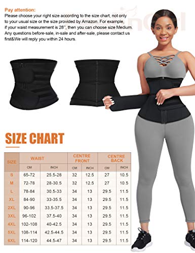 FeelinGirl Mujer Neopreno Corsé Lumbar con 7 Huesos Aceros Faja Reductora Postparto con Cremallera y Velcro Waist Trainer Deportivo Negro 5XL/Talla 54