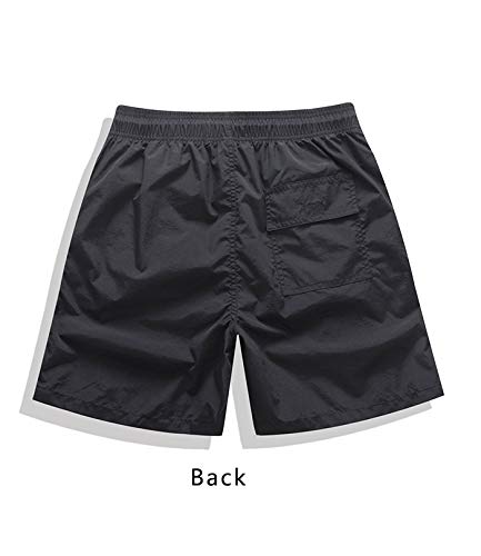 FGFD Bañador Hombre Pantalones Corto Deporte Bermudas Secado Rápido Trajes de Baño Hombre Bóxers Playa Shorts (L, Negro)