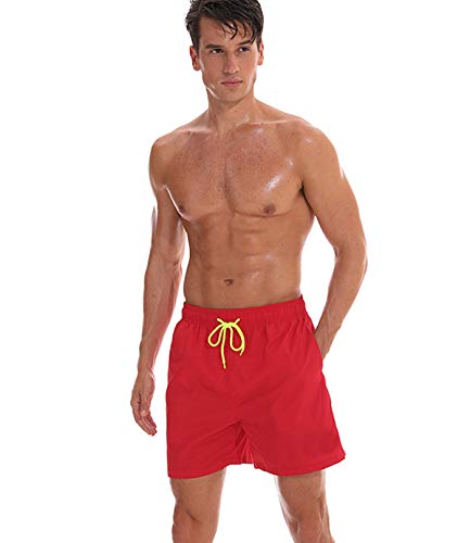 FGFD Bañador Hombre Pantalones Corto Deporte Bermudas Secado Rápido Trajes de Baño Hombre Bóxers Playa Shorts (XL, Rojo)