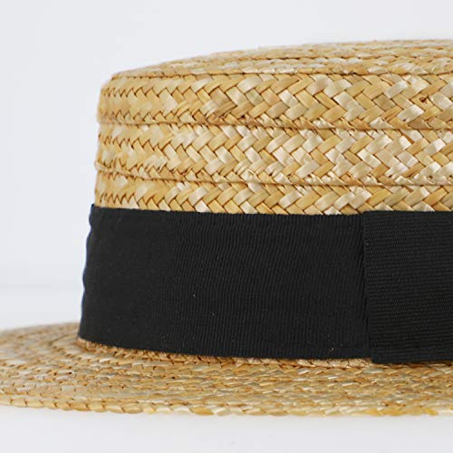 fiebig Sierra Circular Sombrero de Paja Natural | Damas y Caballeros | Sombrero para el Sol Hecho 100% de Paja Sombrero de gondolero para la Primavera y el Verano