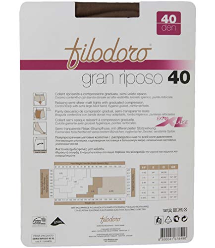 Filodoro - Medias de mujer Gran descanso 40 den 6 pares Platino 4-Large EU