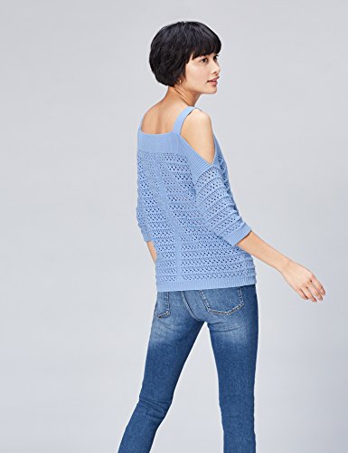 find. Jersey de Crochet con Hombros al Aire para Mujer , Azul (Chambrey), 38 (Talla del Fabricante: Small)