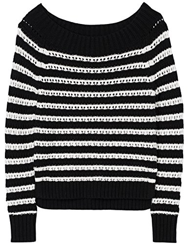 find. Jersey de Hilo de Rayas Marineras para Mujer , Negro (Black/white), 40 (Talla del Fabricante: Medium)