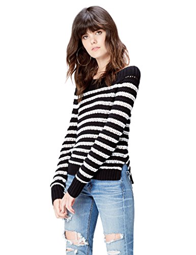 find. Jersey de Hilo de Rayas Marineras para Mujer , Negro (Black/white), 40 (Talla del Fabricante: Medium)