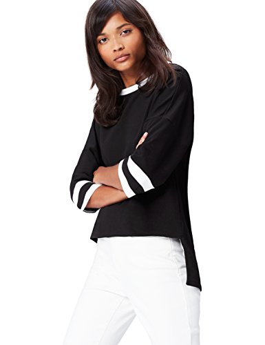 find. Top con Cuello en Contraste para Mujer , Negro (Black/ivory), 38 (Talla del Fabricante: Small)