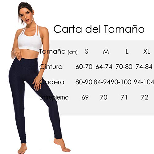 FITTOO Mallas Leggings Mujer Pantalones Deportivos oga Alta Cintura Elásticos Transpirables Azul Oscuro L