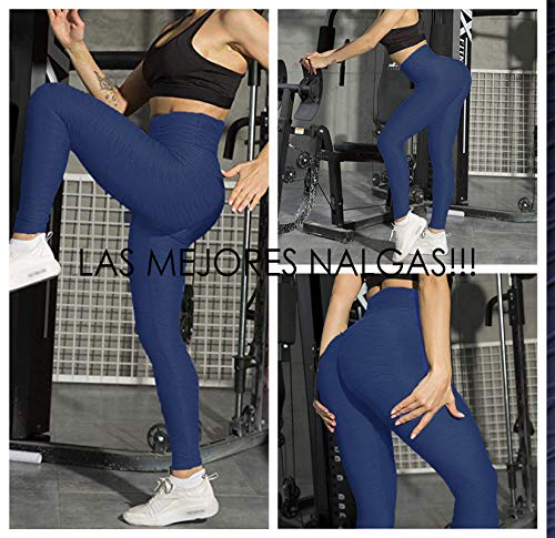 FITTOO Mallas Leggings Mujer Pantalones Deportivos oga Alta Cintura Elásticos Transpirables Azul Oscuro L