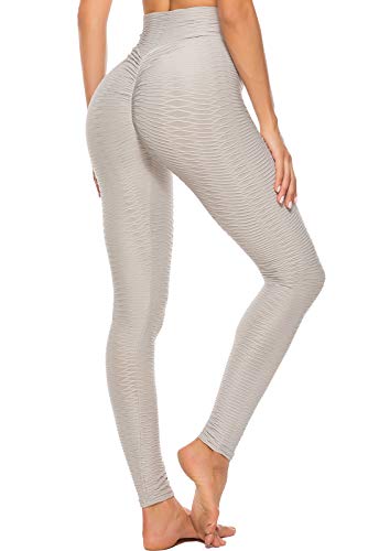 FITTOO Mallas Leggings Mujer Pantalones Deportivos oga Alta Cintura Elásticos Transpirables Gris S