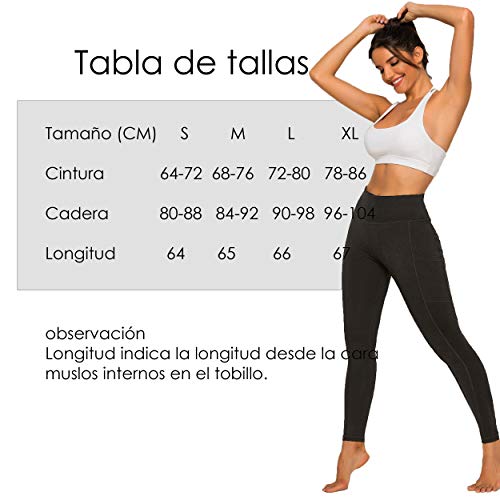 FITTOO Mallas Leggings Mujer Pantalones Deportivos Yoga Alta Cintura Elásticos Transpirables Negro S