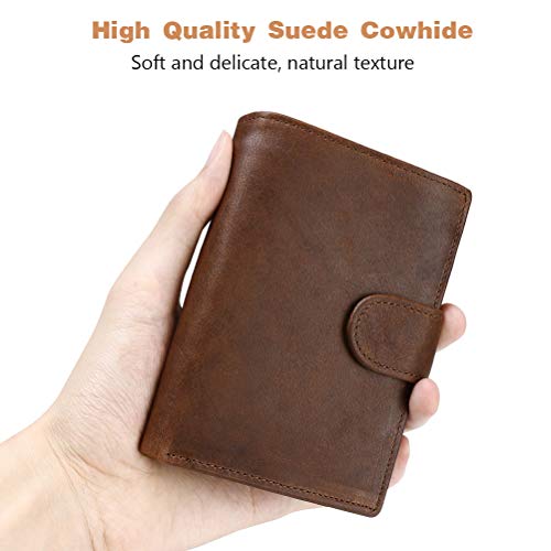 flintronic® Billetera de Cuero Genuino, Billetera Bifold Hombres, Monedero de Bloqueo RFID, Titular de la Tarjeta de Crédito con Coin Pocket | 14 Ranuras para Tarjetas(Incluye Organizador de Cable)