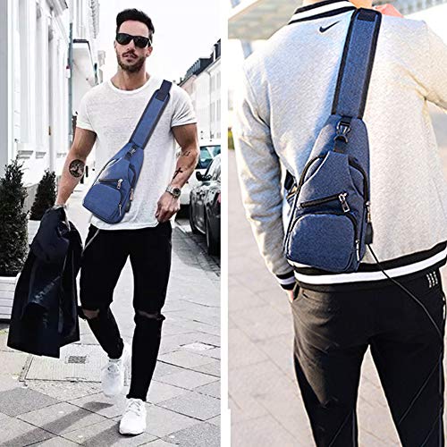 flintronic Sling Bag, Bolsa de Pecho con Puerto de Carga USB, Puerto Crossbody para Hombres Mujeres Senderismo Ligero Ciclismo Mochila de Viaje para Acampar (Incluye 1 Cable USB)