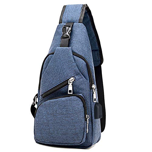 flintronic Sling Bag, Bolsa de Pecho con Puerto de Carga USB, Puerto Crossbody para Hombres Mujeres Senderismo Ligero Ciclismo Mochila de Viaje para Acampar (Incluye 1 Cable USB)