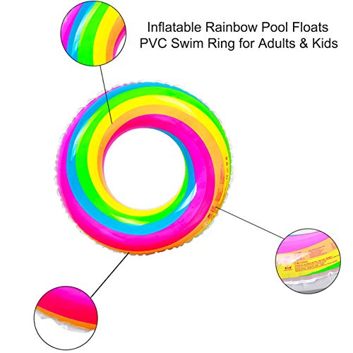 Flotador De Piscina, Flotadores Inflables De Arcoíris Para Piscina Anillo De Natación De PVC Natación Piscina De Verano Tubo De Natación De Agua Decoración De Fiesta En La Playa De Verano Accesorios