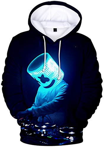 FLYCHEN Sudadera para Niños Estilo 3D Impresión Gráfica Sonido Eléctrico Cool Manga Larga Suéter Adolescentes Pullover- Negro - M