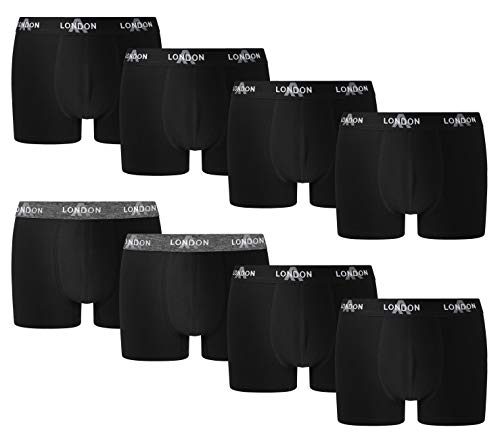 FM London Fitted Boxer, Negro (Black 01), X-Large (Pack de 8) para Hombre