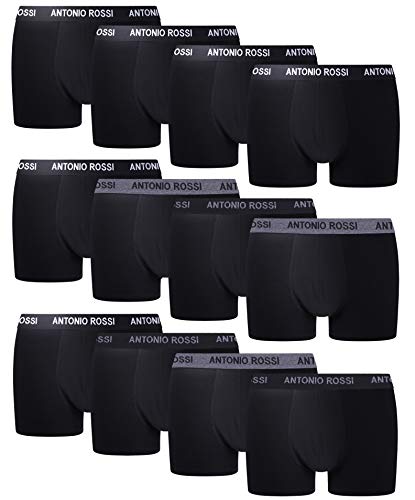 FM London Fitted Boxer para Hombre, Negro, M, Pack de 12