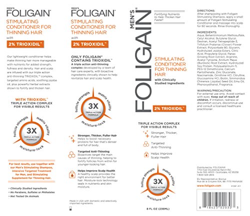 FOLIGAIN - Acondicionador capilar regenerativo para hombres con 2% de trioxidil - 236 ml