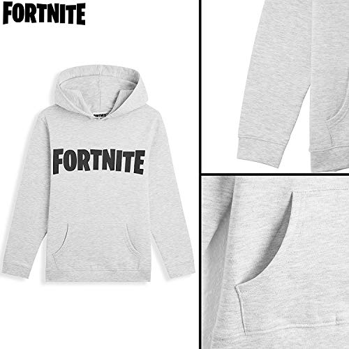 Fortnite Sudadera De Niños, Producto Oficial | Sudaderas para Niños con Manga Larga, Bolsillos Y Capucha | Regalos De Video Gamer Online (12/13 años, Gris)