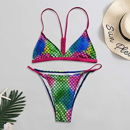 Fossen Bikinis Mujer 2020 Brasileños Push Up - Bikinis Mujer Braga Alta,Traje de Baño de Dos Piezas Estampado de Cintura Alta Bañador