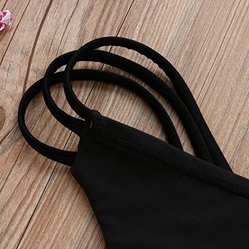 Fossen Brasileno Bikini Tangas Mujer Playa Traje de baño Bikinis Bottoms (S, Negro)