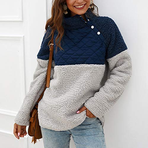 Fossen MuRope Abrigos de Mujer Invierno Largos Rebajas Elegantes, Sudadera Mujer con Botón y Bolsillo Abrigos Desigual Mujer Nieve Felpa - Suéter Parkas Chicas, Blogger de Moda