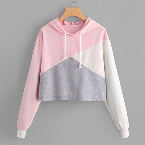 Fossen Sudadera Mujer Tumblr Baratas Empalme, Sudaderas Adolescentes Chicas Cortas Pull-Over Tops Blusa de Manga Larga