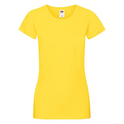 Fruit of the Loom - Camiseta de Manga Corta Sofspun para Chica (Grande (L)) (Amarillo)