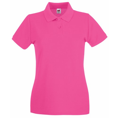 Fruit of the Loom- Polo de Manga Corta Premium Entallado para Mujer (Mediana (M)/Rojo)